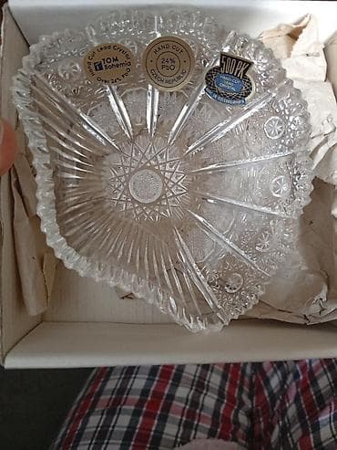kahla cay servizi: Bohemia kəsmə qurğuşun kristal qab - Brend: TOM Bohemia - Mənşə — 1