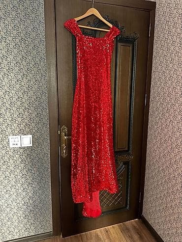 don: Qırmızı payetli axşam geyimi Yenidir. - Model: klassik siluetli — 2