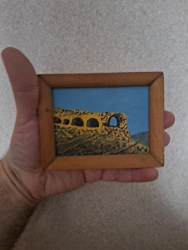 multik sekilleri: Miniatür tablo dəsti – 3 ədəd - Mövzu: təbiət və memarlıq motivləri — 3