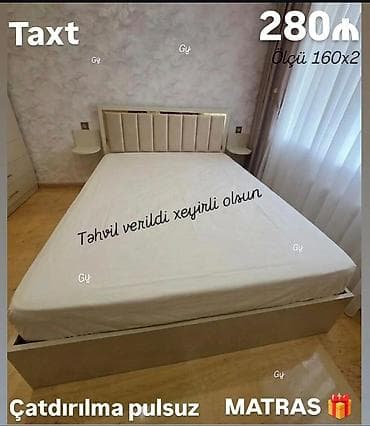 Taxt – 160x200 sm ölçü Qiymət: 280 ₼ - Zərif, yumşaq başlıq dizaynı — 1