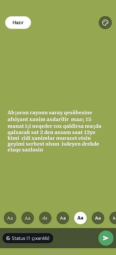 dərzi işi axtaranlar: Ofisiant tələb olunur — 1