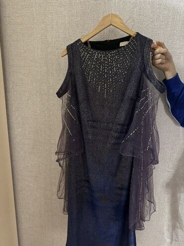 Şıq gecə/libas paltarı - Rəng: tünd göy-nəfis parıltılı effekt -