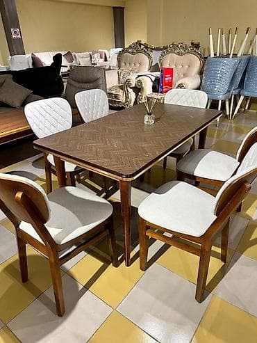 Mətbəx üçün, Açılmayan, Dördbucaq masa, 6 stul