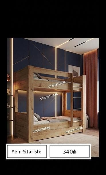 carpayı taxt: Oğlan və qız üçün, Yeni, Çarpayı, Matras ilə, Siyirməli, Laminat — 6