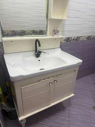 hamam şkafı: Hamam üçün lavabo və şkaf dəsti - Komplekt: keramika lavabo, alt — 1