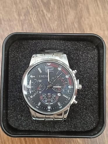 g shock saat: GENEVA kişi qol saatı - Korpus və qolbaq: gümüş rəngli metal, polad — 2
