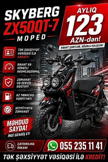 SKYBERG ZX50QT-7 moped - Aylıq 123 AZN-dən kredit imkanı - Tək