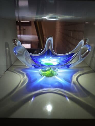 ваза богемия: Qedimi mehsun Bohemia rengli şüşə əl işi meyvə qabı Meduza İstehsal — 3