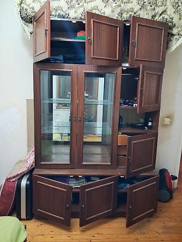 Vitralı qonaq otağı şkaf-divan modulu ünvan Hövsan - Material: taxta — 2
