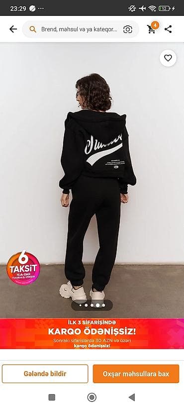 boyfrend şalvar: Qadın idman dəsti – qara rəng - 2 parça: qısa kəsimli kapüşonlu — 3