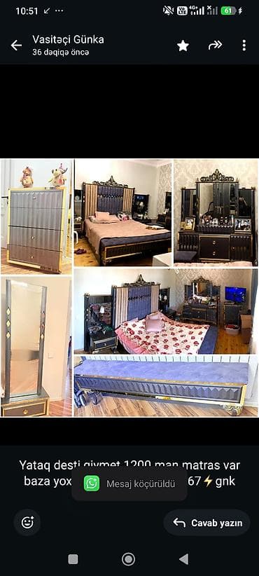 Yataq desti.qiymet 1200 man.matras var baza yoxdur.unvan — 1