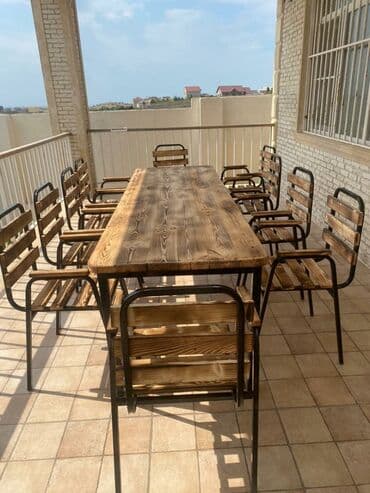 toxunma saplar satisi: Yeni, Kvadrat masa, 10 stul, Açılmayan, Stullar ilə, Taxta, Azərbaycan — 2