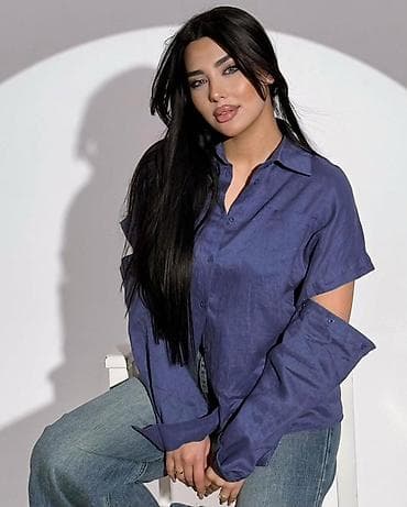 bil: Qadınlar üçün oversize kətan köynək - Material: yüngül və nəfəs alan — 5