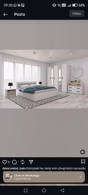 Yataq otağı dəstləri: İkinəfərlik çarpayı, Dolab, Yeni — 5