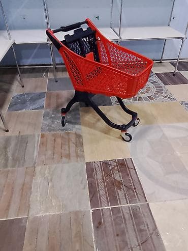 Mağaza arabaları: Plastik supermarket səbəti – təkərli model - Material: möhkəm plastik — 3