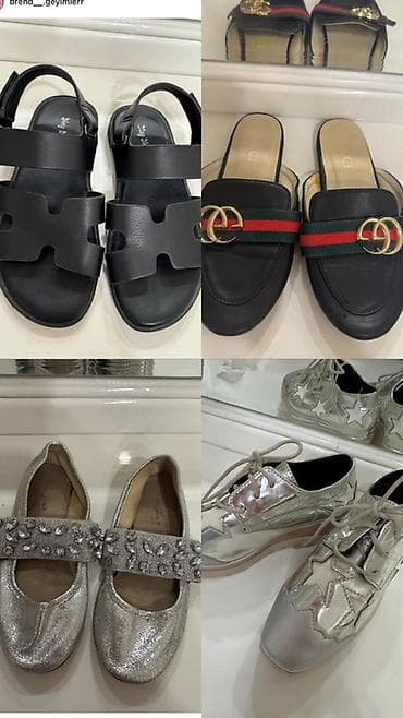 Праздничные костюмы: Qadın və uşaq ayaqqabıları seti - Qara dəri sandalet: geniş iki — 1