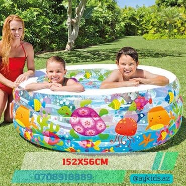 Uşaq üçün şişmə hovuz 152x56 sm "Akvarium" şişmə döşəməli, 360l, 6