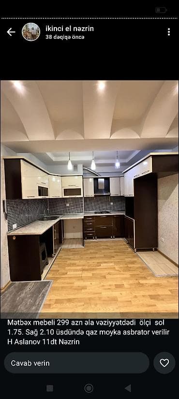 svarka aparati satilir: Mətbəx mebeli dəstləri 1) Dəst 1 - Rəng: krem/qəhvəyi kombinasiya - — 1