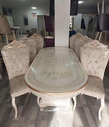 oturacaq: Qonaq otağı üçün, Yeni, Açılmayan, Kvadrat masa, 6 stul — 2