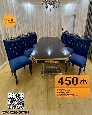 Qonaq otağı üçün, Açılmayan, Dördbucaq masa, 6 stul