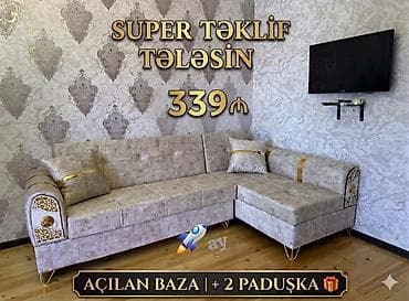 divan kruqlu: Künc divan, Açılan, Bazalı, Parça, Çatdırılma yoxdur — 1