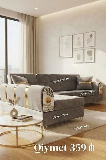 Künc divan, Yeni, Açılan, Bazalı, Vеlur parça, Şəhərdaxili pulsuz çatdırılma