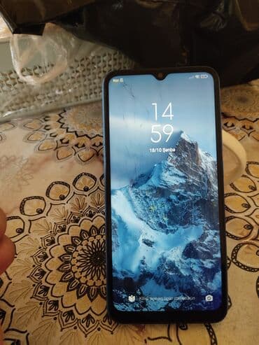 купить мини холодильник бу: Redmi 10A, 64 ГБ, цвет - Голубой, Битый — 1