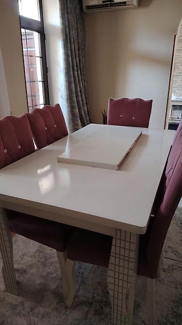 istolar: Qonaq otağı üçün, Açılan, Dördbucaq masa, 6 stul — 2