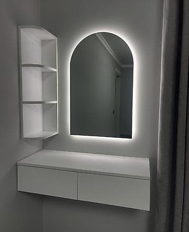Minimalist divan masa və LED işıqlı güzgü dəsti - Dizayn: Divara