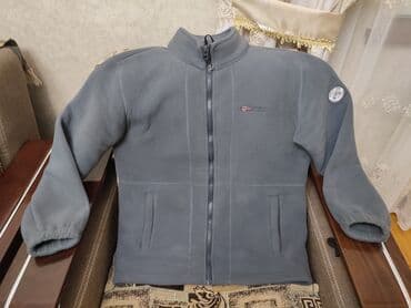 böyük bədən kişi geyimləri: Gödəkcə boz flis jaket - Material: qalın, yumşaq flis (isti saxlayan — 2