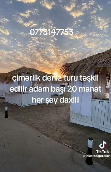 Çimərlik turu təşkil edilir adam başı 25 manat her şey daxil lalafo.az -da Çimərlik turu təşkil edilir adam başı 25 manat her şey daxil