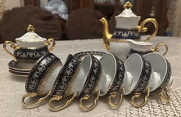 sud separatoru: Çay dəsti, rəng - Göy, Farfor, 6 nəfərlik, Yaponiya — 1