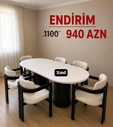 Oval yemək/konfrans dəsti - Dəst tərkibi: 1 ədəd oval masa + 6 ədəd lalafo.az -da Oval yemək/konfrans dəsti - Dəst tərkibi: 1 ədəd oval masa + 6 ədəd