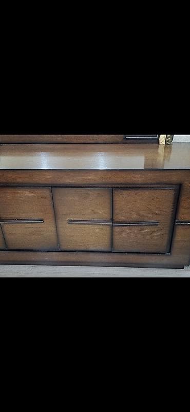 ucuz vitrin: Qonaq otağı üçün mebel dəsti - Material: tünd qəhvəyi ağac rəngli — 4