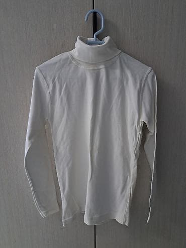 Koftalar, sviterlər: Ağ rəngli, uzunqollu uşaq golf köynəyi - Model: boğazlı (golf), dar — 1