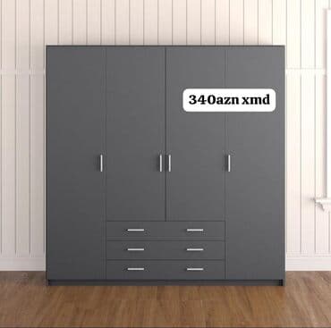 Mərmər effektli PVC panellər: Yeni, Açılan, 4 qapılı Düz dolab, Qarderob, paltar dolabı — 1