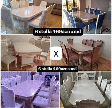 Yemək otağı üçün klassik üslubda masa və 6 ədəd stul dəsti — 1