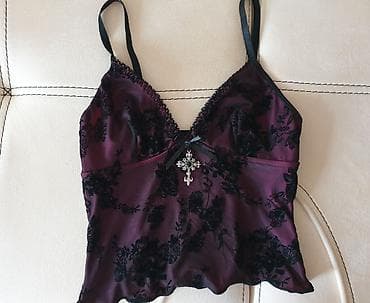 boyun bagi: Qadın lingerie topu – bənövşəyi-bordo atlas effektli parça üzərində — 1