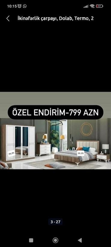 termo tumba: İkinəfərlik çarpayı, Termo, Dolab, 2 tumba, Azərbaycan, Yeni — 5