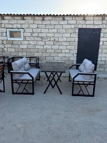 demir oturacaq: Metall karkaslı açıq hava dəsti - Tərkib: 2 ədəd ikiyerli oturacaq + — 2