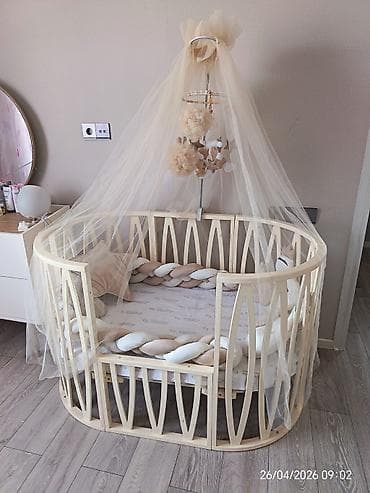 manej besik: Oğlan və qız üçün, Yumru, Beşik, Dəst ilə, Matras ilə, Yellənmə mexanizmsiz — 4