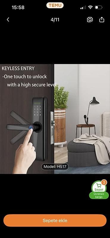 qapi satisi: Ağıllı qapı kilidi – Model: H517 - Açarsız giriş: tək toxunuşla — 4