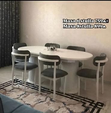 ag masa: Qonaq otağı üçün, Yeni, Açılmayan, Oval masa, 6 stul — 1