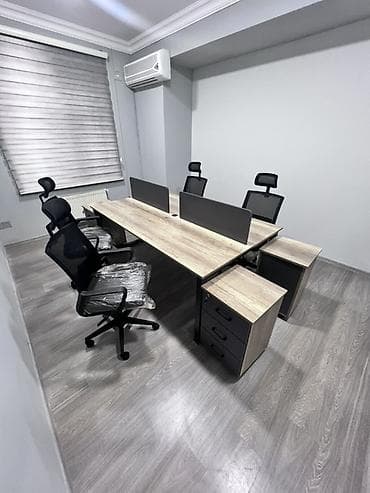 dest mebel: Ofis üçün 4 nəfərlik işçi masası və oturacaq dəsti - Konfiqurasiya — 1