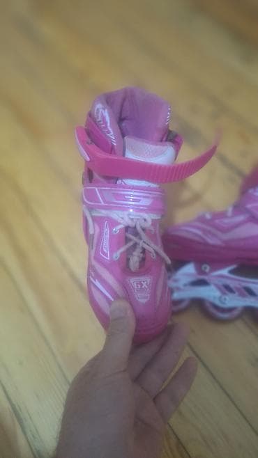 Roliklər: Uşaq üçün inline konkiseti – çəhrayı rəng - Təkər sayı: 4 (hər — 6