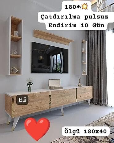 rəfi: Yeni, Düz TV altlığı, Polkalı, Laminat — 1