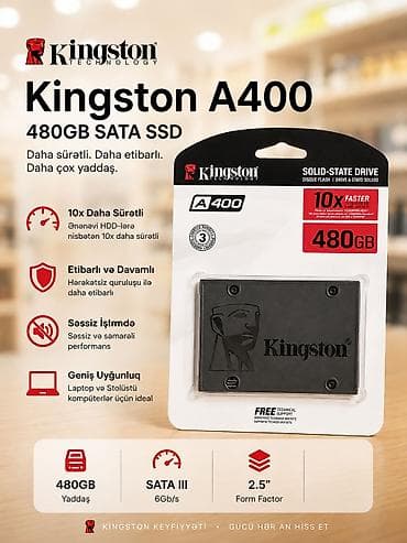 ssd kingston: Daxili SSD disk Kingston, 480 GB, 2.5", Yeni — 1