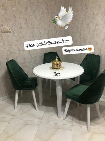 Mətbəx üçün, Yeni, Yumru masa, 4 stul