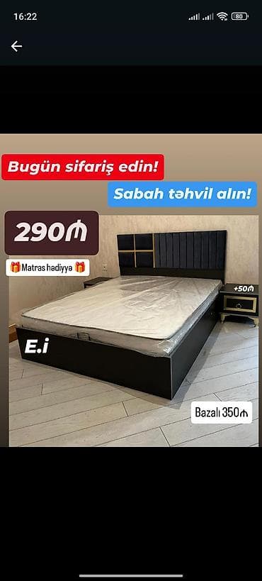 İkinəfərlik çarpayı, 2 tumba, Yeni — 1
