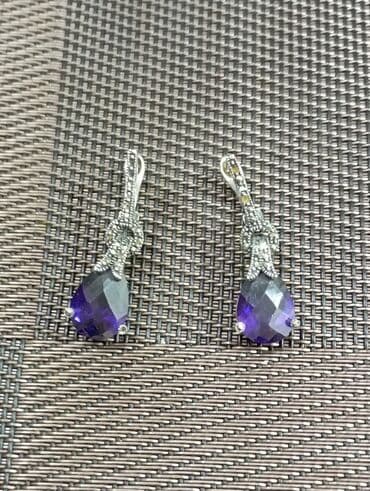 zümrüd qaşlı üzüklər: Zərif dizaynlı sırğalar dəsti - Model 1: Şərq üslubunda damla formalı — 4